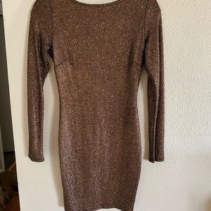 Brown glitter body con dress